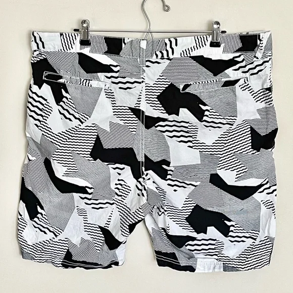 American Rag Poplin Geometric Camo Black White Lightweight Shorts Men’s 38 Slim - Picture 10 of 13